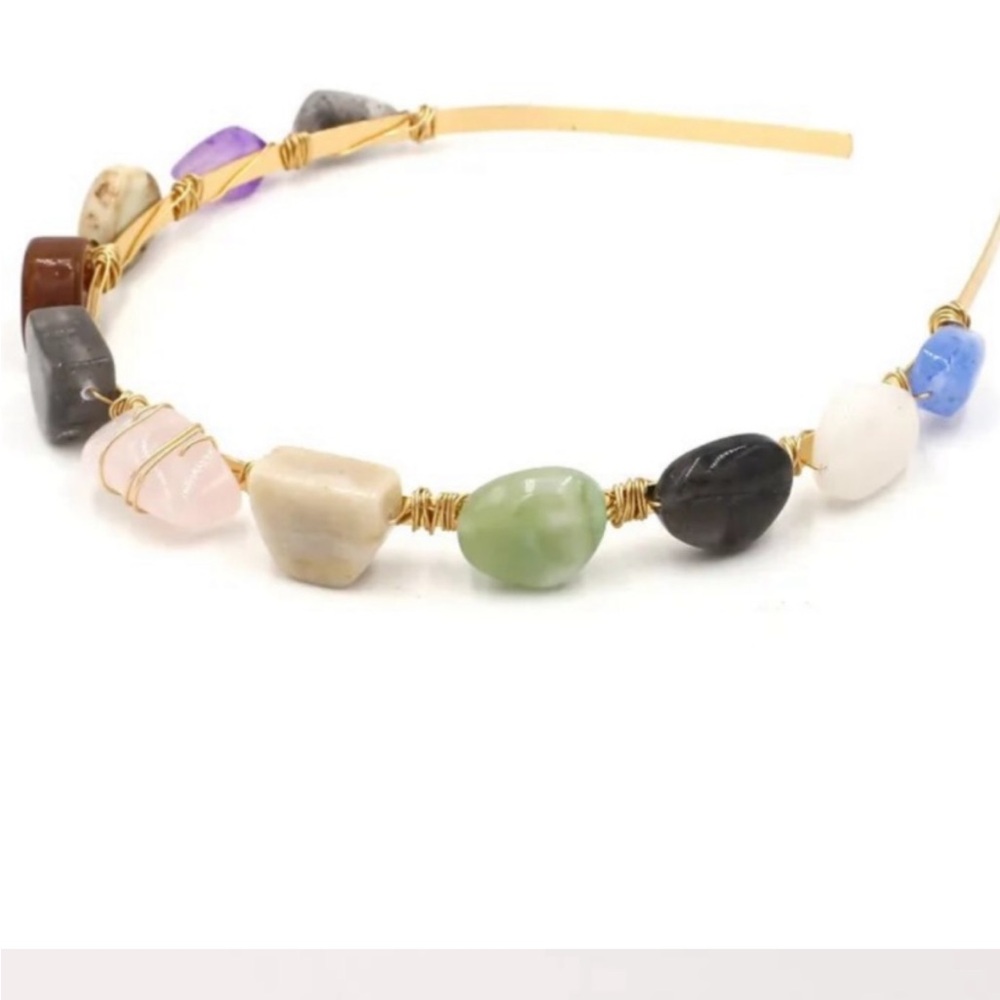 Gold Wire Wrapped Stone Headband